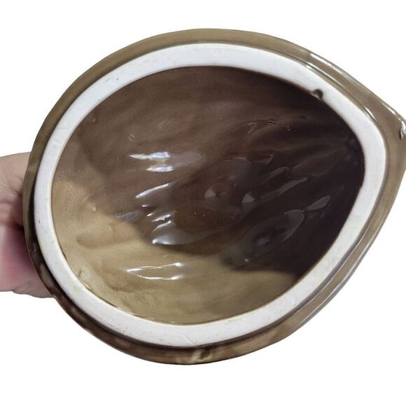 Vintage 1950s Walnut Squirrel With Acorn Canister Cookie Nut Jar Dish Bowl - Picture 4 of 6